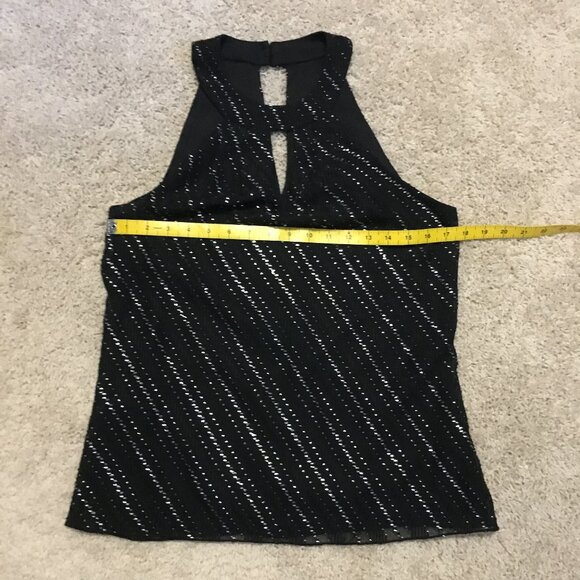 Made in Canada Glamour Witch Black and Silver High Rounded Neck Keyhole … - Picture 13 of 16